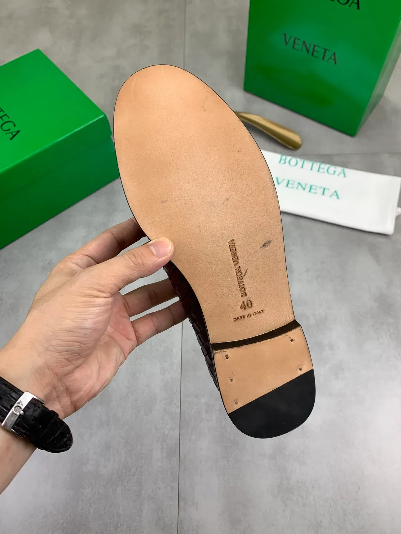 Bottega Veneta Brown Black Intrecciato Woven Leather Slip-On Loafer 3