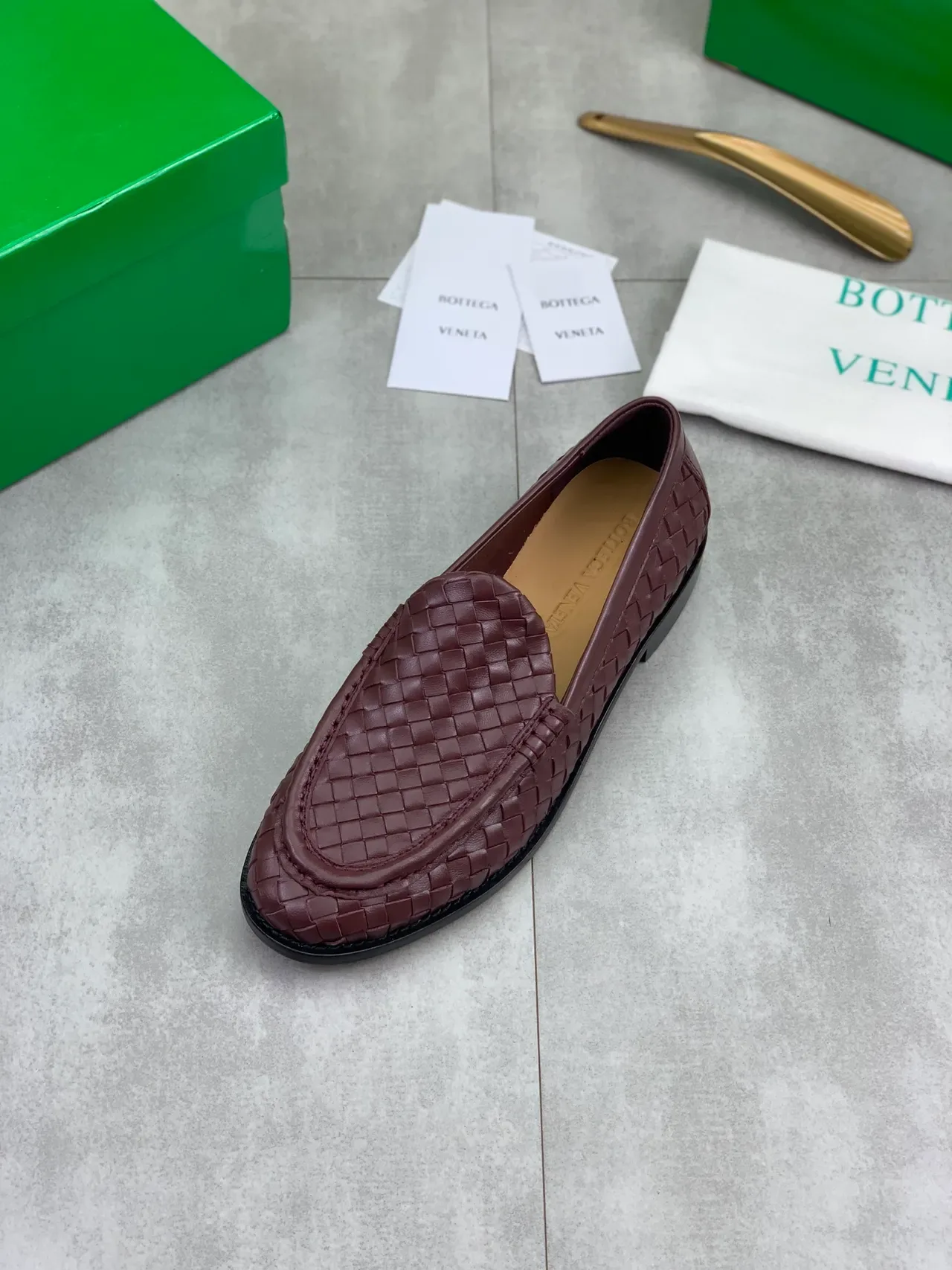 Bottega Veneta Brown Black Intrecciato Woven Leather Slip-On Loafer 4