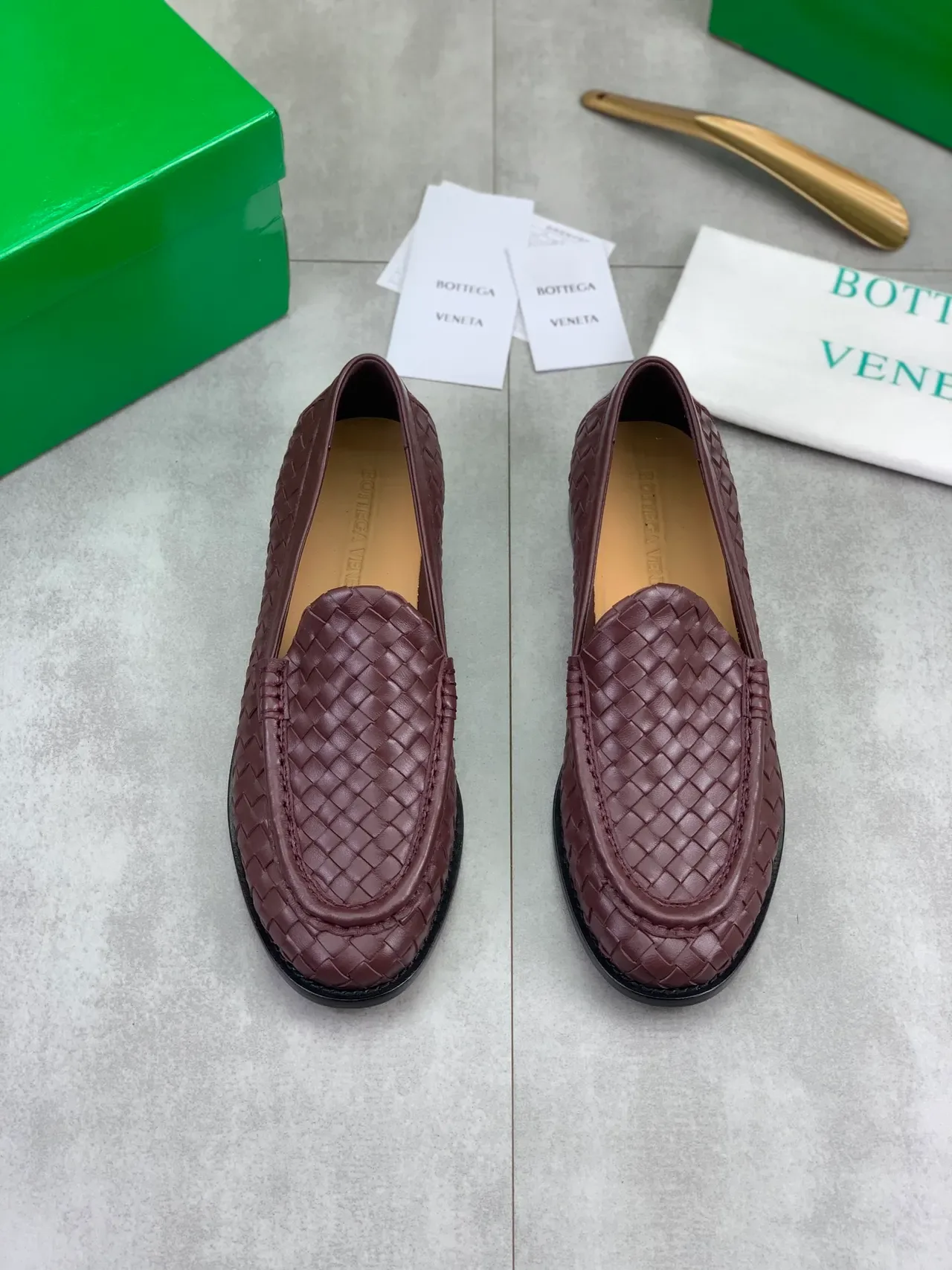 Bottega Veneta Brown Black Intrecciato Woven Leather Slip-On Loafer 5
