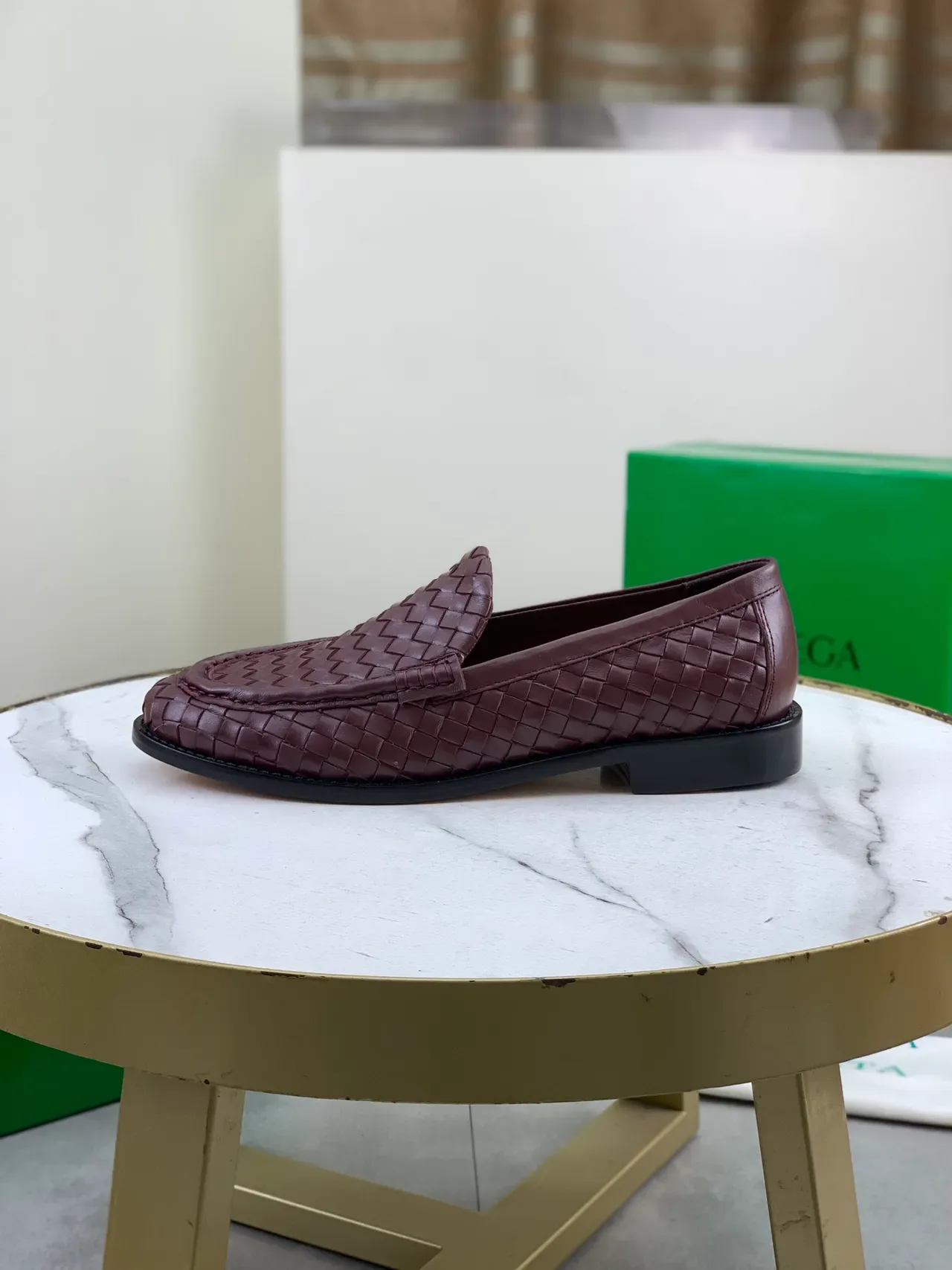 Bottega Veneta Brown Black Intrecciato Woven Leather Slip-On Loafer 6