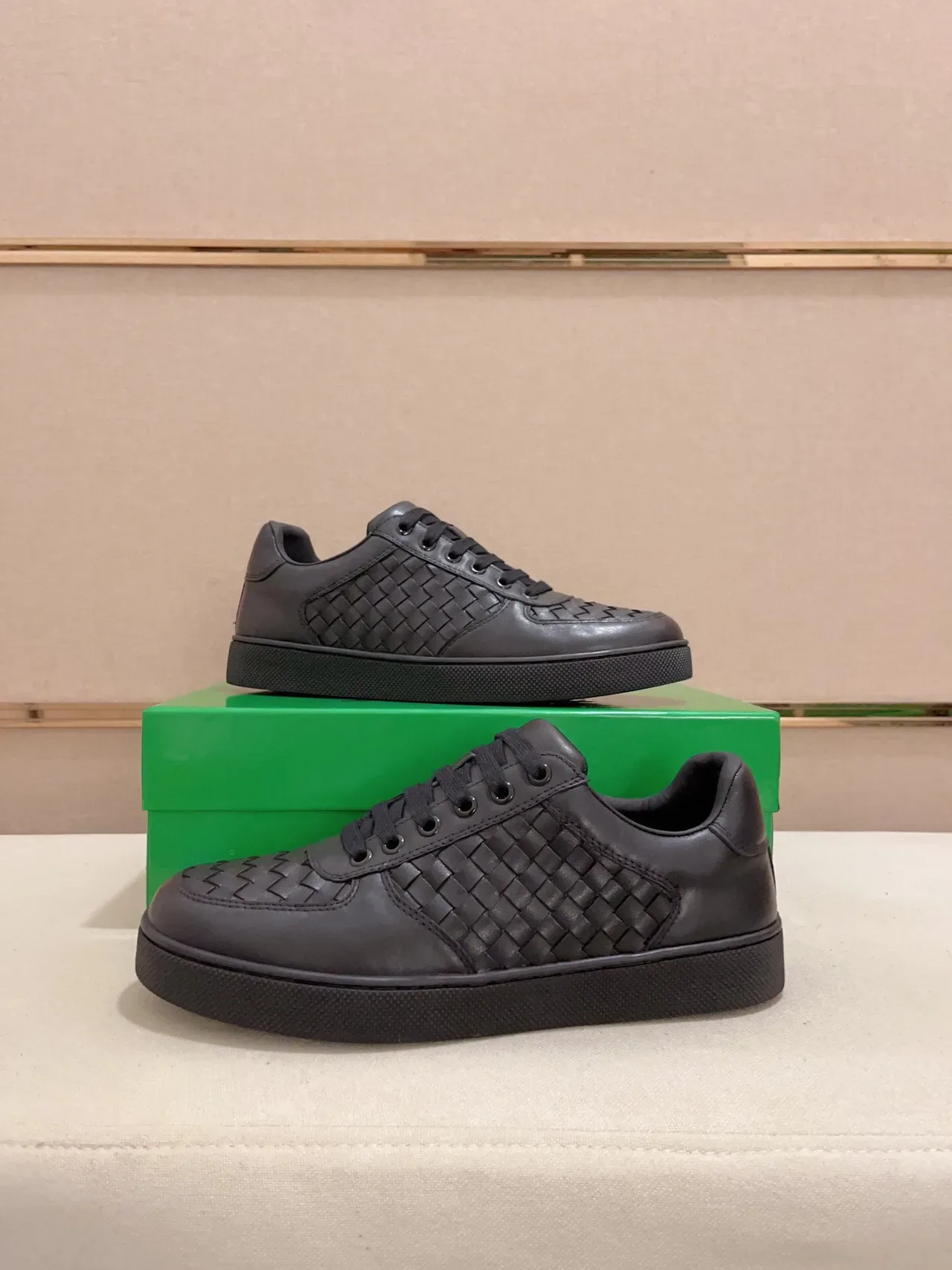 Bottega Veneta Cassette Black Woven Leather Lifestyle Sneakers 7