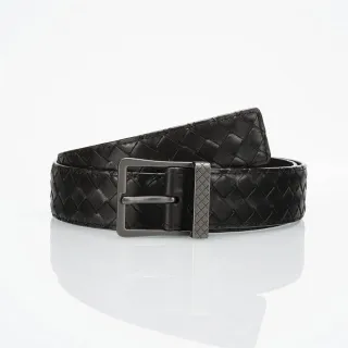 Bottega Veneta Cassette Intrecciato Black Leather Belt