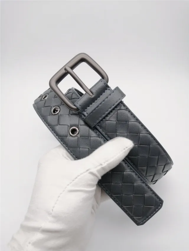 Bottega Veneta Cassette Intrecciato Cinto de couro cinza 22