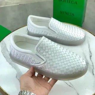 Bottega Veneta Cassette White Transparent Woven Leather Slip-On Loafer
