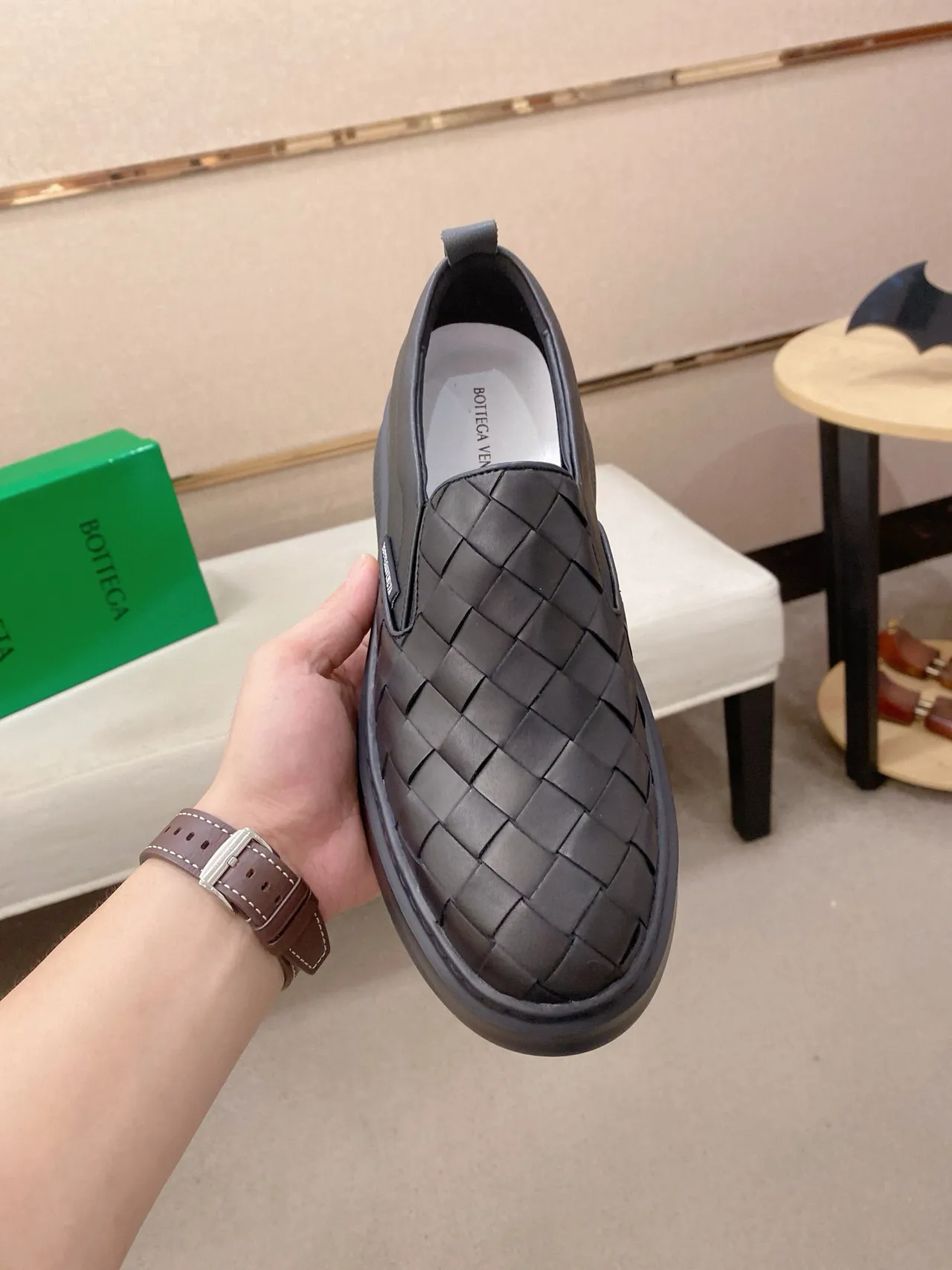 Bottega Veneta Cassette cuir tressé slip-on loafers 2