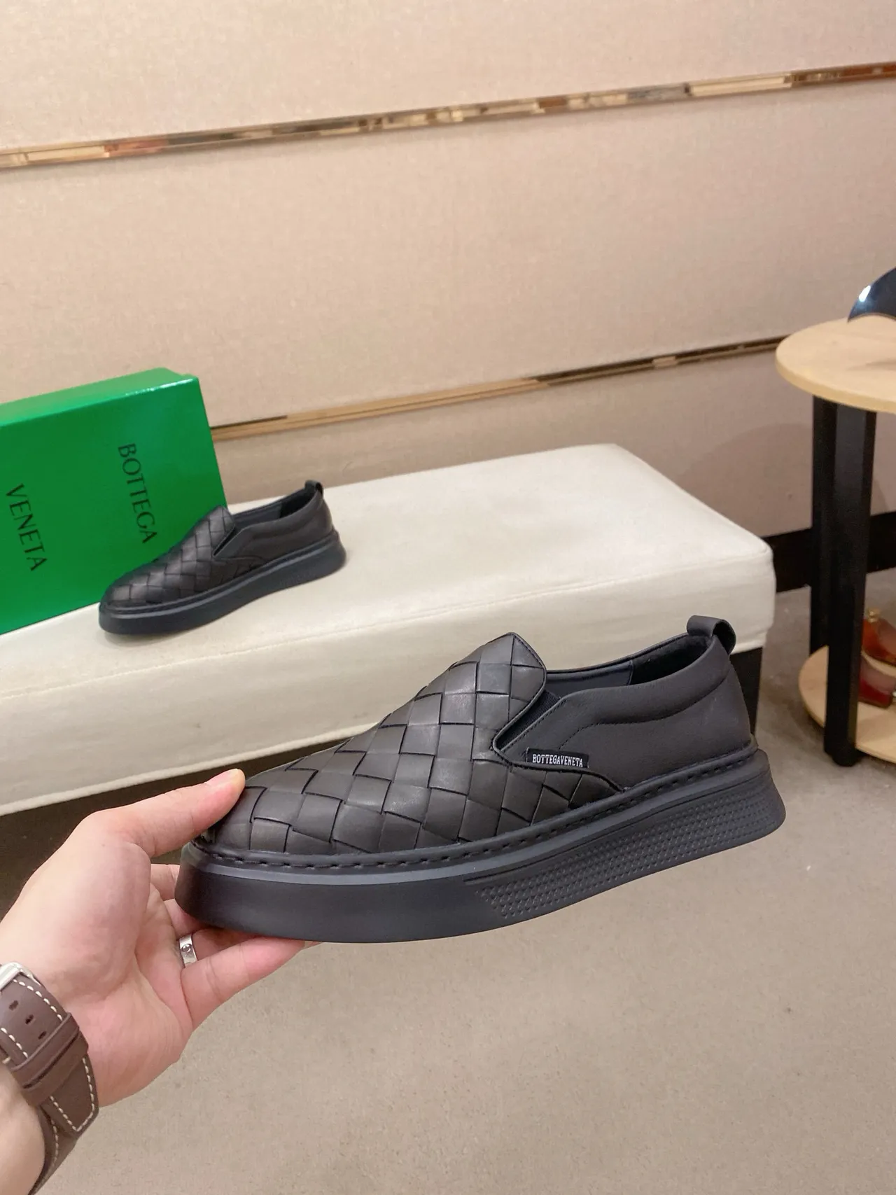 Bottega Veneta Cassette cuir tressé slip-on loafers 3
