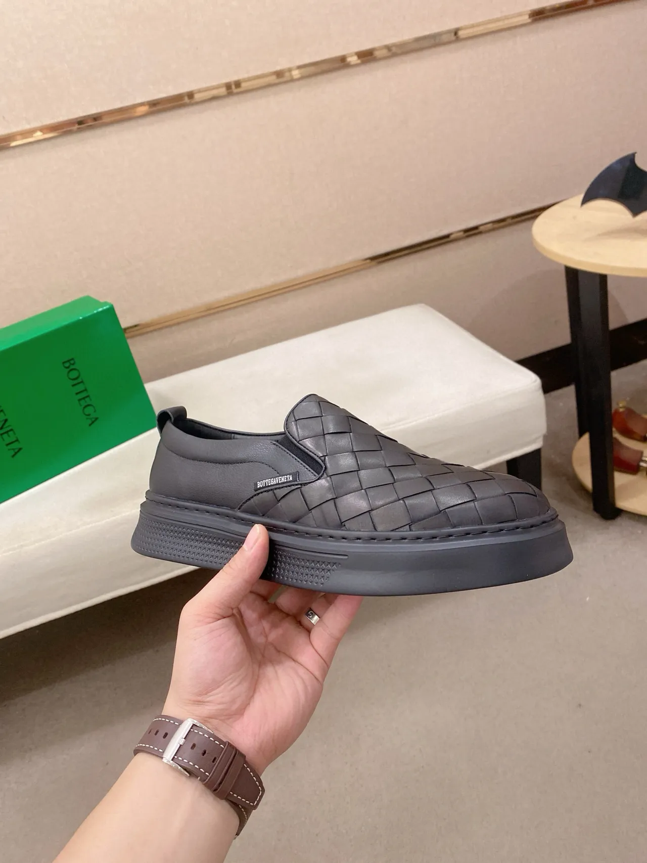 Bottega Veneta Cassette cuir tressé slip-on loafers 4