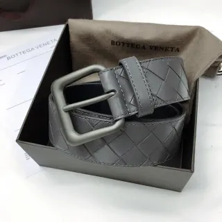 Bottega Veneta वीवन इंट्रीचिआटो ग्रे लेदर बेल्ट