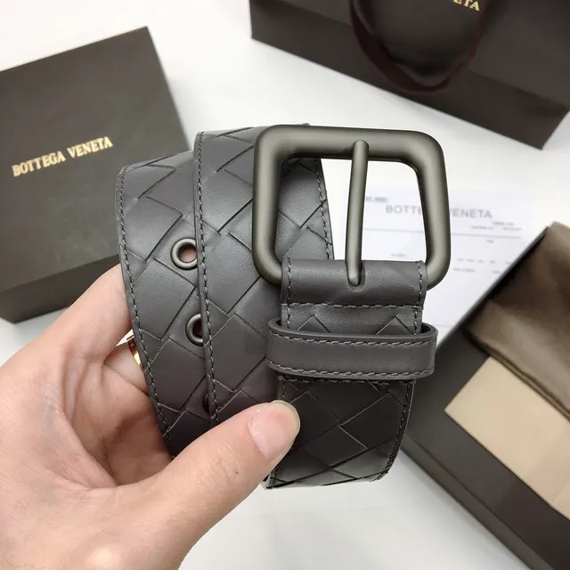 Bottega Veneta ceinture en cuir gris Intrecciato tressée 3