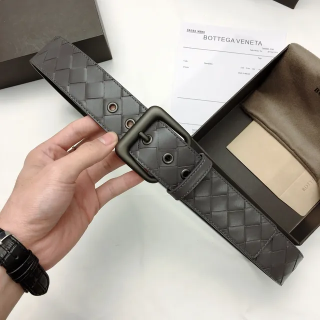 Bottega Veneta ceinture en cuir gris Intrecciato tressée 5