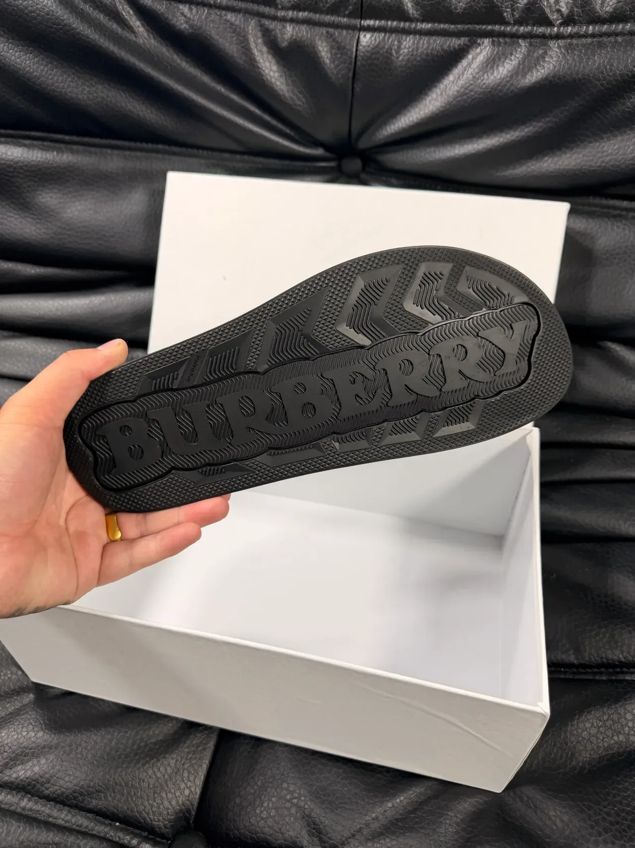 Burberry Black Embossed Logo Platform Slide Slippers 2