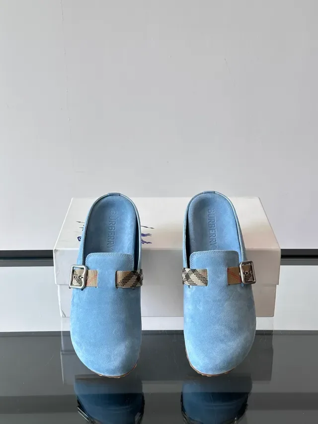 Burberry Blue Beige Suede Upper Buckle Strap Casual Shoes 3