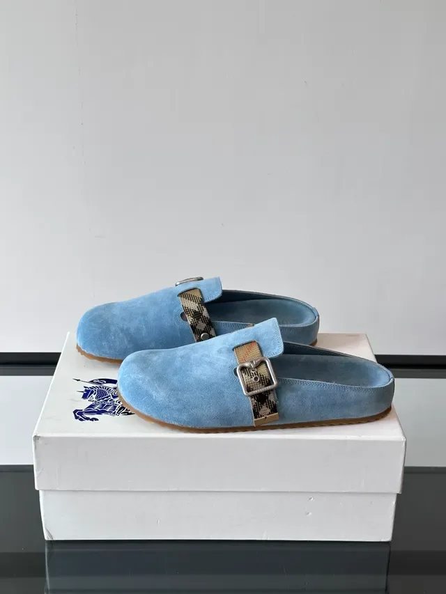 Burberry Blue Beige Suede Upper Buckle Strap Casual Shoes 4
