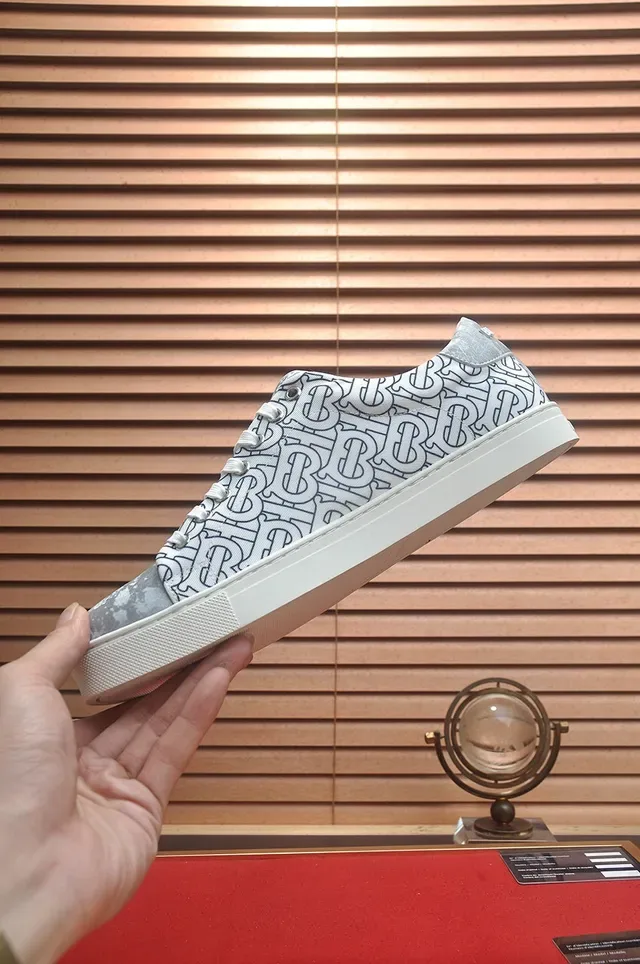 Burberry Cinza Branco Monograma Impreso Superior Cupsole Lifestyle Sneakers 5