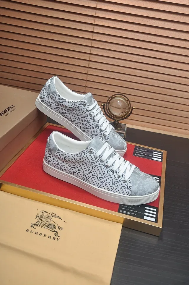 Burberry Cinza Branco Monograma Impreso Superior Cupsole Lifestyle Sneakers 6