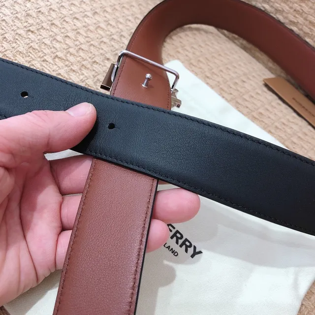Burberry Knight Black and Brown Leather Belt 7