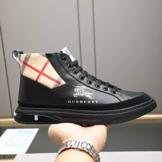 Burberry Knight Black Beige Red Check High-Top Lifestyle Sneaker