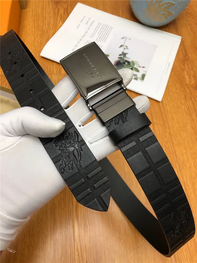 Burberry Knight Black Embossed Leather Belt 5