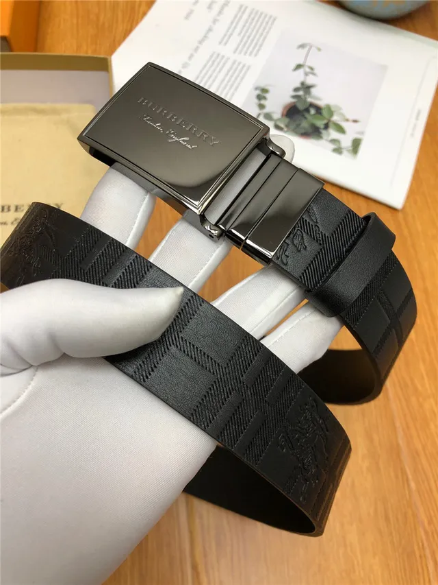 Burberry Knight Black Embossed Leather Belt 6