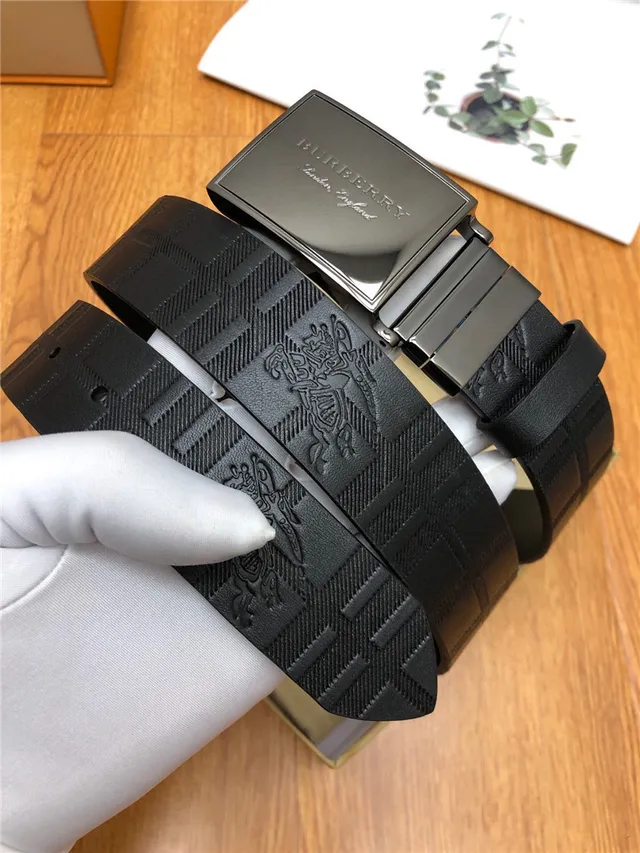 Burberry Knight Black Embossed Leather Belt 7
