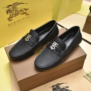 Burberry Knight Black Pebbled Leather Loafers