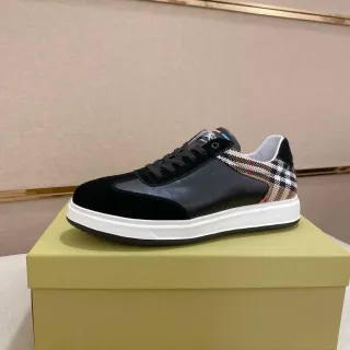 Burberry Knight Black Suede and Leather Check Heel Lifestyle Sneakers