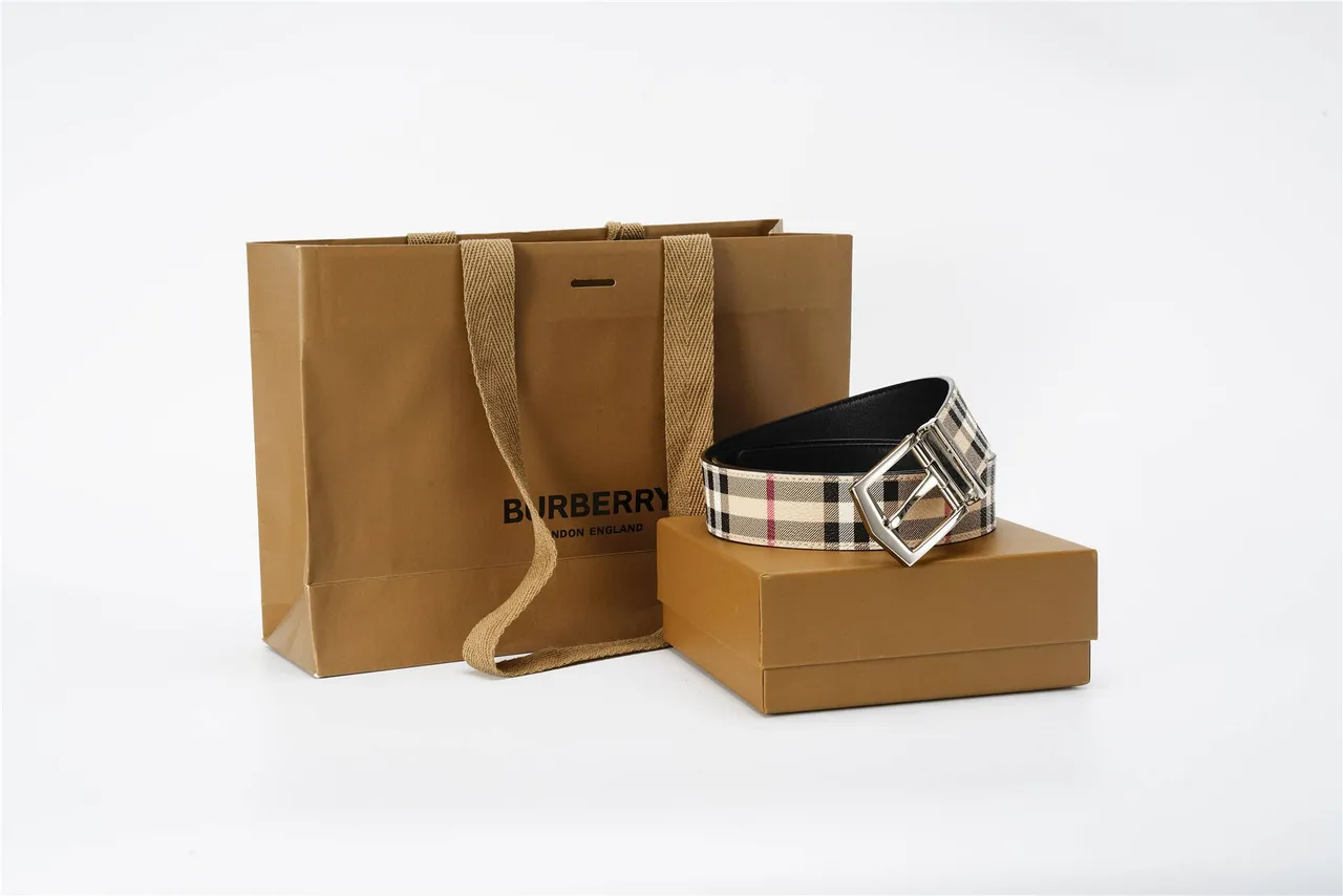 Burberry Knight Check Canvas and Leather Belt 5