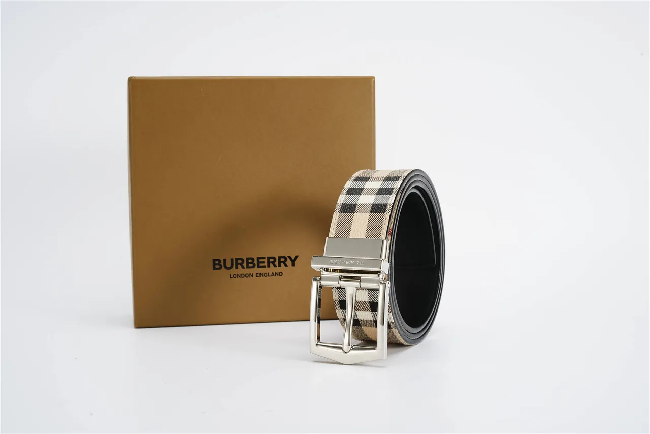 Burberry Knight Check Canvas and Leather Belt 6