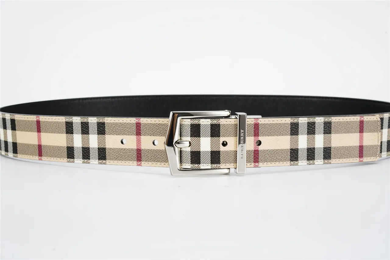 Burberry Knight Check Canvas and Leather Belt 8