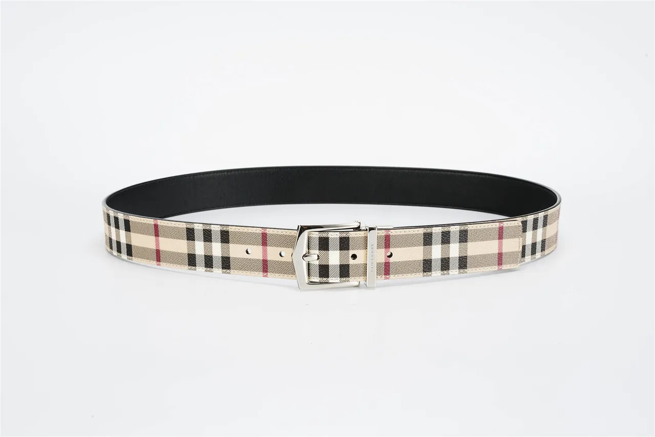 Burberry Knight Check Canvas and Leather Belt 9