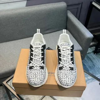 Burberry Knight Monogram Print White Black Chunky Sneakers