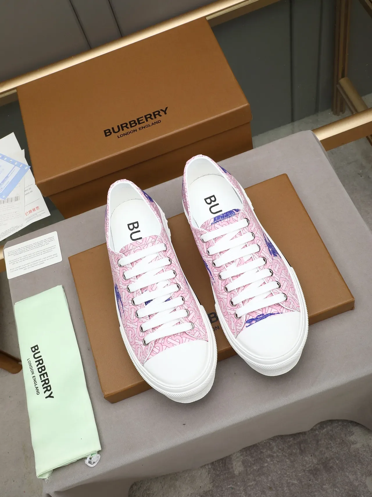 Burberry Knight Pink Monogram Platform Lifestyle Sneakers 2