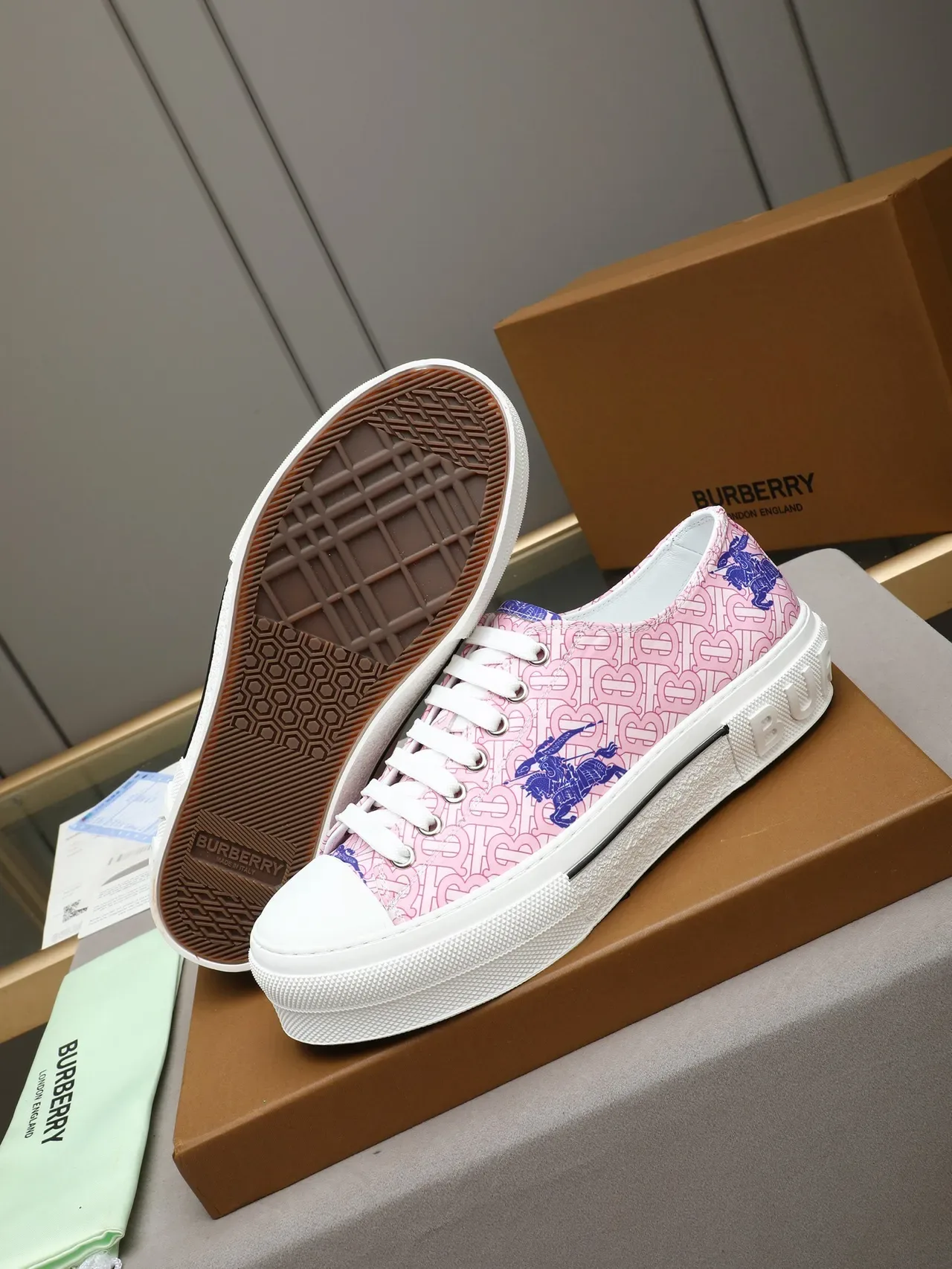Burberry Knight Pink Monogram Platform Lifestyle Sneakers 4