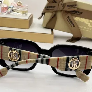 Burberry Lola Black Beige Oversized Rectangular Frame Acetate Front Sunglasses