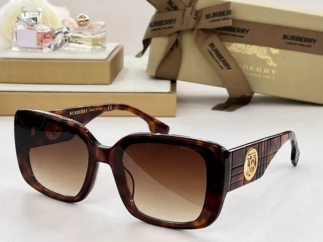 Burberry Lola Black Beige Oversized Rectangular Frame Acetate Front Sunglasses 7