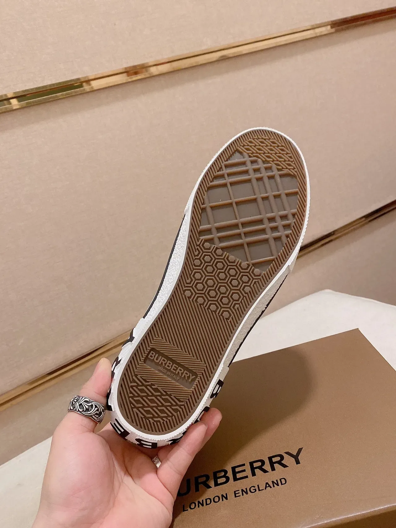Burberry Lola White Blue Monogram-Printed Canvas Slip-On Lifestyle Sneakers 2