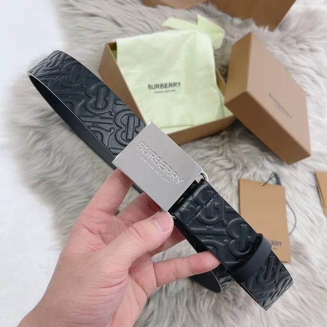 Burberry Monogram Embossed Leather Belt 2