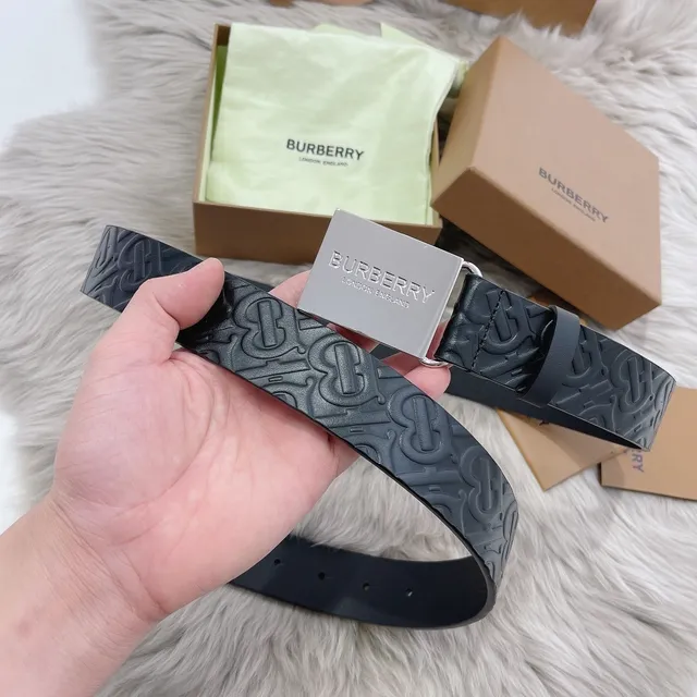 Burberry Monogram Embossed Leather Belt 4