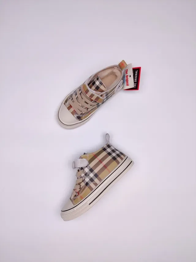 Burberry Plaid High-Top Canvas Sneaker 2