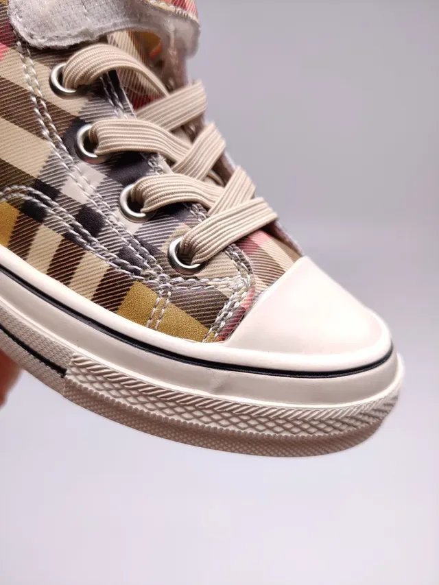 Burberry Plaid High-Top Canvas Sneaker 4