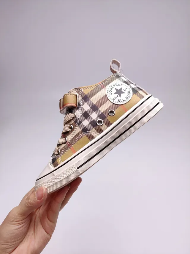 Burberry Plaid High-Top Canvas Sneaker 8