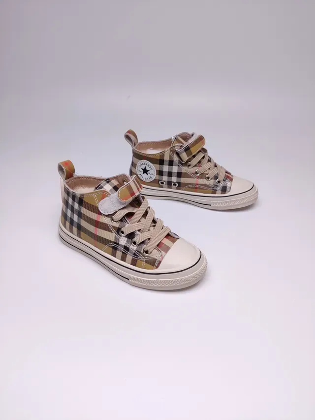 Burberry Plaid High-Top Canvas Sneaker 9