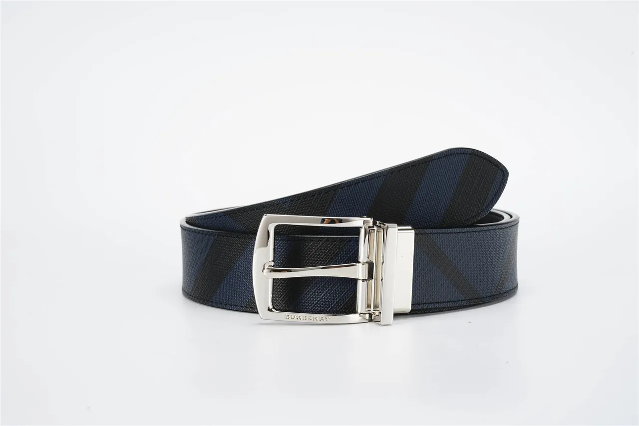 Burberry Ceinture réversible tissée navy et noir de lona 4