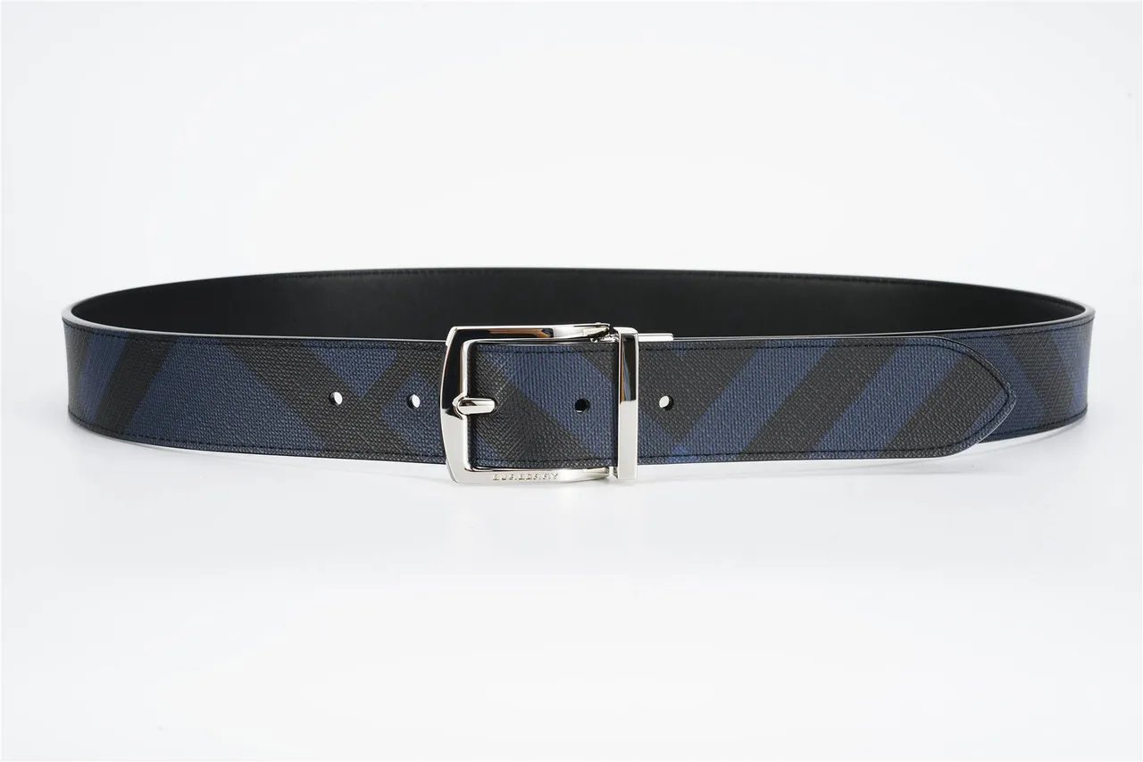 Burberry Ceinture réversible tissée navy et noir de lona 8