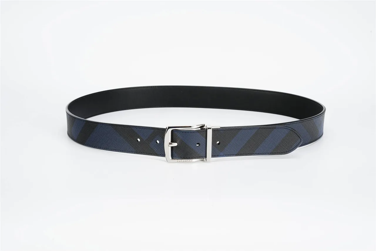 Burberry Ceinture réversible tissée navy et noir de lona 9