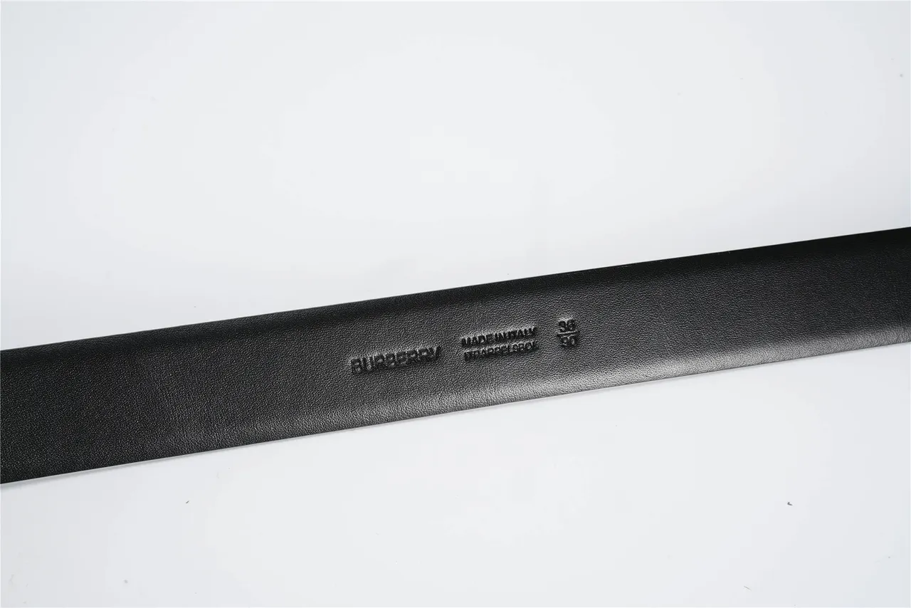 Burberry TB Ceinture Noir Cuir grainé Doré Monogramme Boucle Ceinture Cuir 7