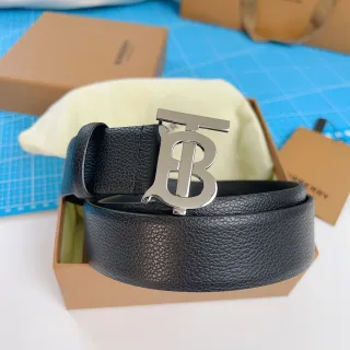 Burberry TB বেল্ট কালো রূপালি কণিকাবিশিষ্ট Monogram বাকল চামড়া বেল্ট