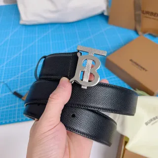 Burberry TB Belt Black Textured Leather Belt