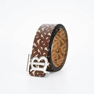 Burberry TB Belt Brown Beige Monogram Leather Belt