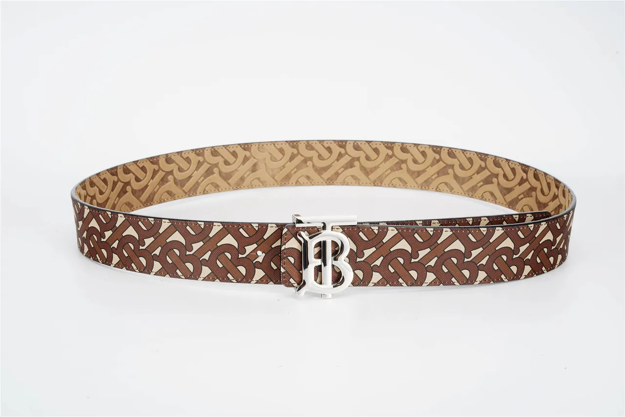 Burberry TB Ceinture Marron Beige Monogramme Cuir 3